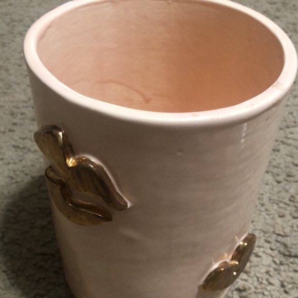 Lux Eros Blush Pink Gold Lip Kiss Planter Pot Vase - Picture 2 of 9